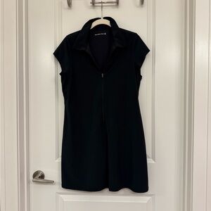 Black Collared Zip-Up Athletic Dress
